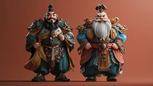 古代中国武士风格的3D角色模型