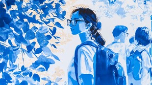 蓝色眼镜女孩的青春时光