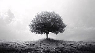 山顶之上的孤独树