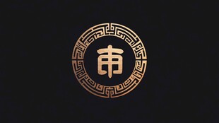 金色东方字符徽章