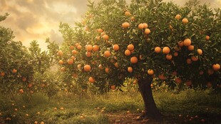 橙色果园的宁静时刻