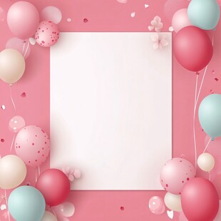 庆祝生日的气球和花朵背景