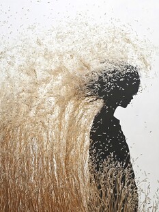 抽象人物与飞舞粒子