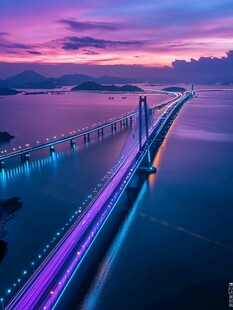 夜幕下的璀璨桥梁