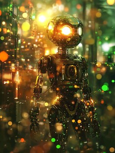 霓虹城市中的机器人