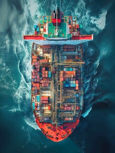 巨轮在波涛中航行