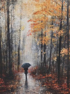 雨中的秋日漫步