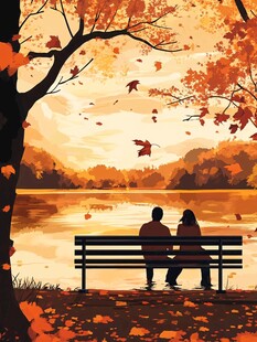 秋日浪漫 情侣湖畔