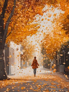秋日漫步 落叶飘飞