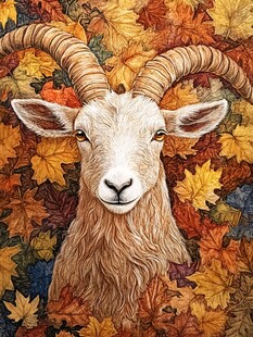 秋日山羊 落叶之中