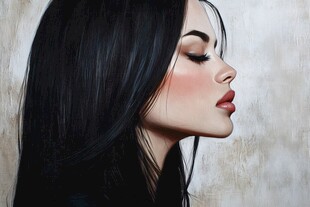 油画中的女性侧面肖像