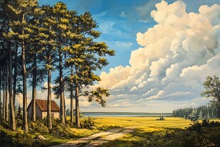 森林小屋与云海风景