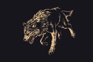 黑暗中的咆哮狼