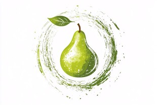 绿色梨形图案 白色背景