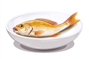 金鱼在白色碗中