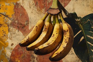 熟透的香蕉与涂鸦墙
