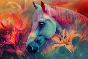 神秘马与百合花的幻想