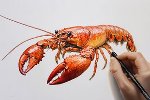 龙虾绘画作品