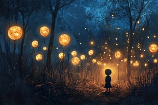 森林中的发光球体