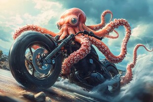 章鱼骑摩托车