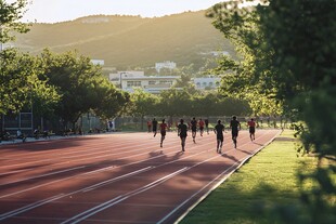 竞技体育场的日落时刻