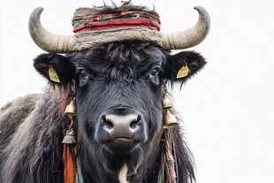 长角公牛 装饰华丽 目光深邃