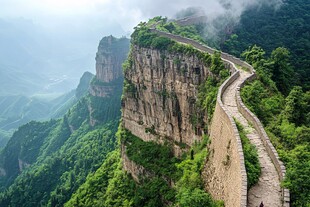 山脊长城的云雾之舞