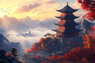 山谷中的东方宝塔