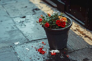 雨中的街头花瓶