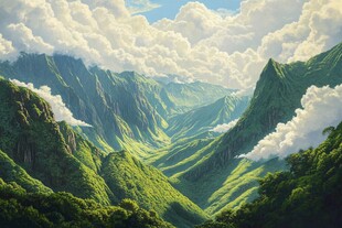 云海山谷的绿色深渊