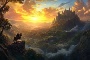 夕阳下的山谷城堡