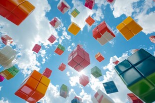 魔方飞舞的奇幻天空