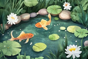 金鱼池塘的宁静
