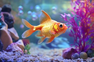 金鱼在水中游弋的美丽画面