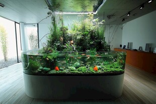 环保家居装饰的绿色水族馆