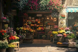 花卉店的温馨角落