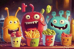五彩缤纷的快餐怪物