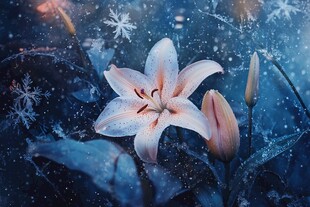 冰雪中的百合花