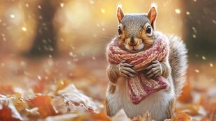 冬日森林中的松鼠