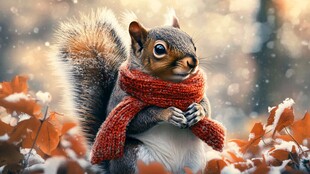 冬日森林中的松鼠