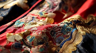 绚丽红衣 金色刺绣