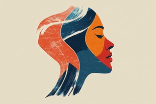 色彩斑斓的女性侧面轮廓