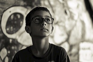 眼镜男孩的内省时刻