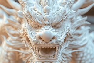 精雕细琢的龙头雕塑
