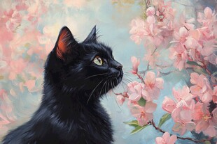 猫与花