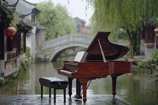 钢琴与江南水乡