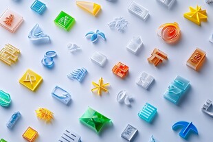 多彩塑料形状的集合