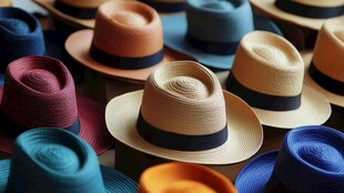 五彩缤纷的草帽展示