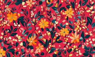 生动红色花卉图案