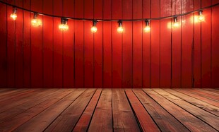 温暖的红木室内 悬挂的灯光